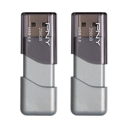 PNY® Turbo Attaché 3 USB 3.0 Flash Drives, 256GB, Silver, Pack Of 2 Flash Drives