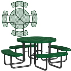 Leisure Craft Round Outdoor Picnic Table, 29-1/4"H x 81"W x 81"D, Black/Green