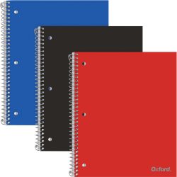 Oxford® Spiralbound Poly Notebooks, 8 1/2" x 10 1/2", 1 Subject, 100 Sheets, Assorted Colors, Pack Of 3