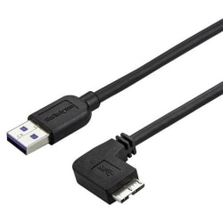 StarTech.com 1m 3 ft Slim Micro USB 3.0 Cable - M/M - USB 3.0 A to Right-Angle Micro USB - USB 3.1 Gen 1 (5 Gbps) - 3.28 ft USB Data Transfer Cable for Tablet, Hard Drive, Card Reader