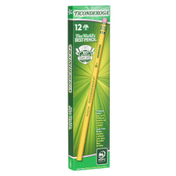 Ticonderoga® Wood Case #1 Pencils, B Extra-Soft Lead, Yellow Barrel, Box Of 12