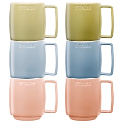 Staub Ceramic Dinnerware 6-Piece Mug Set, 12 Oz, Macaron Pastels