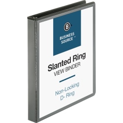 Business Source Basic View 3-Ring Binder, 1" D-Rings, Black