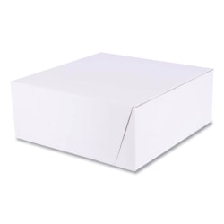 SCT® 1-Piece Non-Window Bakery Boxes, 4"H x 10"W x 10"D, White, Bundle Of 100 Boxes