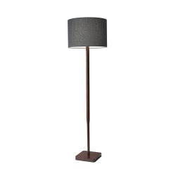 Adesso® Ellis Floor Lamp, 58 1/2"H, Dark Gray Shade/Walnut Base