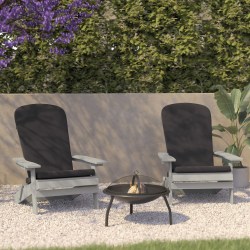 Flash Furniture Charlestown All-Weather Indoor/Outdoor Furniture Folding Adirondack Chairs With Cushions, Gray, Set Of 2 Chairs