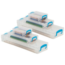 Super Stacker School Storage Kits, 4-1/2"H x 4-1/2"W x 14-1/4"D, Clear, 3 Boxes Per Kit, Set Of 2 Kits