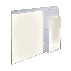 Azar Displays Wall-Mount Brochure Holders With Trifold Pocket, 11"H x 14"W x 1/4"D, Clear, Pack Of 2 Holders