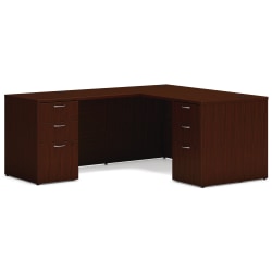 HON® Mod 60"W L-Station Computer Desk, Traditional Mahogany