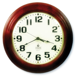 SKILCRAFT® 12" Executive Hardwood Clock, Mahogany Frame (AbilityOne 6645-01-421-6904)