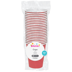 Amscan 68015 Solid Paper Cups, 9 Oz, Apple Red, 20 Cups Per Pack, Case Of 6 Packs