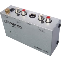 PylePro Ultra-Compact Phono Turntable Preamp, 4-1/4"H x 1-1/4"W x 2-1/2"D, Silver, PYLPP444