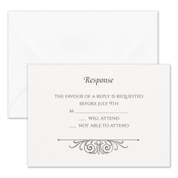 Custom Shaped Wedding & Event Response Cards With Envelopes, 4-7/8" x 3-1/2", Regal Crest, Box Of 25 Cards