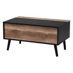 Baxton Studio Modern And Contemporary 2-Tone Lift-Top Coffee Table With Storage Compartment, 15-3/4"H x 31-1/2"W x 18-15/16"D, Black/Rustic Brown