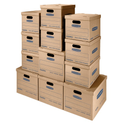 Bankers Storage Box® SmoothMove™ Classic Moving & Storage Boxes With Lift-Off Lids, 14" x 18" x 15", 85% Recycled, Kraft, Case of 8 Small/4 Medium