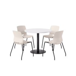 KFI Studios Midtown Pedestal Round Standard Height Table Set With Imme Armless Chairs, 31-3/4"H x 22"W x 19-3/4"D, River Cherry Top/Black Base/Moonbeam Chairs