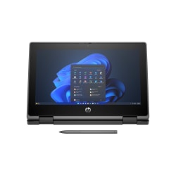 HP Fortis Flip G1i 11.6" Touchscreen Convertible 2 in 1 Notebook, HD, Intel N-Series N250, 4 GB, 128 GB Flash, Smart Buy, Windows 11 Pro, Jet Black