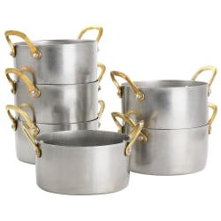 Martha Stewart 6-Piece Mini Vintage Circular Dutch Oven Set With Brass Handle, Silver/Gold