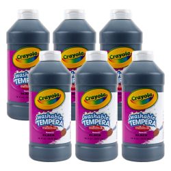 Crayola Artista II Washable Liquid Tempera Paint, 16 oz., Black, Pack Of 6