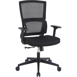 Lorell Mid-Back Mesh Chair - Black Fabric Seat - Black Mesh Back - Mid Back - 5-star Base - Armrest - 1 Each