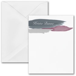 Custom Premium Stationery Flat Note Cards, 5-1/2" x 4-1/4", A Splash Of Color, White, Box Of 25 Cards