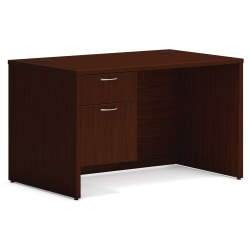 HON® 48"W Mod Computer Desk With Hanging Storage Pedestal, Traditional Mahogany