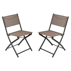 Flash Furniture Brazos Set of 2 Commercial Grade Indoor/Outdoor Folding Chairs with Flex Comfort Material Backs and Seats and Metal Frames, Brown