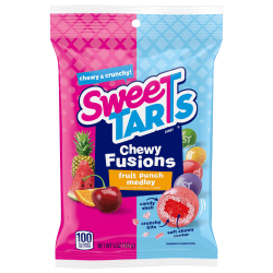 SweetTarts Chewy Fruit Punch Medley Fusions, 5 Oz, Pack Of 12 Candy Bags