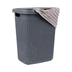 Mind Reader 50L Slim Laundry Hamper Clothes Basket With Lid, 21"H x 13-3/4"W, Gray