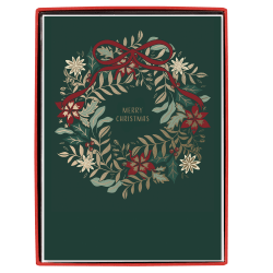 Graphique Holiday Cards With Envelopes, 5" x 7", Wreath Bow Gold Foil, Total Qty 15
