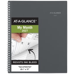 AT-A-GLANCE® DayMinder® 2027 Monthly Planner, Gray, Large, 8 1/2" x 11"