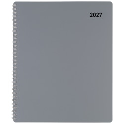 Office Depot Brand Monthly Planner, 8 1/2" x 11", Silver, January 2027 to December 2027, OD00163027