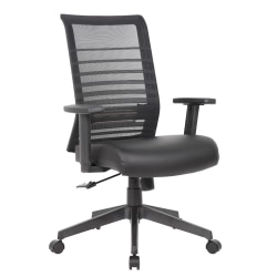 Boss Office Products Horizontal Ergonomic Mesh Mid-Back Office Task Chair With Antimicrobial Seat, Black