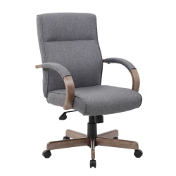 Boss Modern Executive Conference Ergonomic Chair, Linen Fabric, Slate Gray/Driftwood