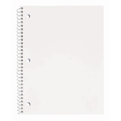 Just Basics® Poly Spiral Notebook, 8" x 10-1/2", 1 Subject, Wide Ruled, 70 Sheets, White