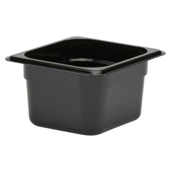 Cambro Camwear GN 1/6 Size 4" Food Pans, 4"H x 6-3/8"W x 7"D, Black, Set Of 6 Pans