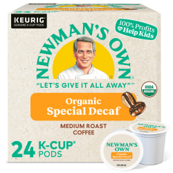 Newman's Own Organics Special Blend Single-Serve Coffee K-Cup Pods, Decaffeinated, Carton Of 24