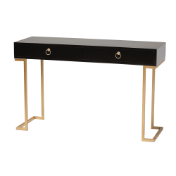 Baxton Studio Beagan Modern And Contemporary 2-Drawer Console Table, 29-1/2"H x 47-1/4"W x 15-3/4"D, Gold/Black