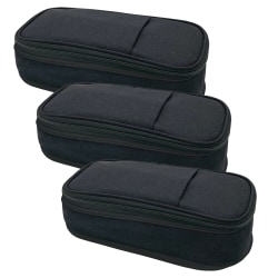 Teacher Created Resources Pencil Cases, 2-1/2"H x 4-1/4"W x 9"D, Black, Pack Of 3 Cases