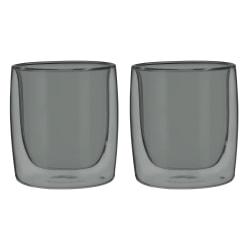 Zwilling Sorrento Double-Wall Glass Tumbler Set, 9 Oz, Smoke Gray, Set Of 2 Glasses