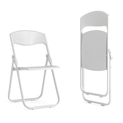Flash Furniture HERCULES 500-lb Capacity Heavy-Duty Plastic Folding Chairs With Ganging Brackets, White, Set Of 2 Chairs