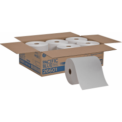 Pacific Blue Basic Recycled Paper Towel Roll - 1 Ply - 7.88" x 800 ft - White - Absorbent, Chlorine-free, Nonperforated - For Multipurpose - 6 / Carton
