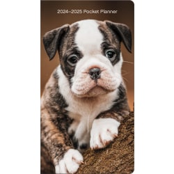 2024-2025 DateWorks 2-Year Monthly Pocket Planner, 3-1/2" x 6-1/2", Puppies, January 2024  To December 2025