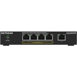 Netgear 300 GS305PP Ethernet Switch - 5 Ports - 2 Layer Supported - Twisted Pair - Desktop, Wall Mountable - 3 Year Limited Warranty