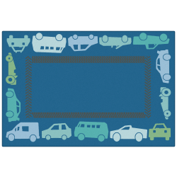 Carpets for Kids® KID$Value Rugs™ All Autos Border Activity Rug, 4' x 6', Blue