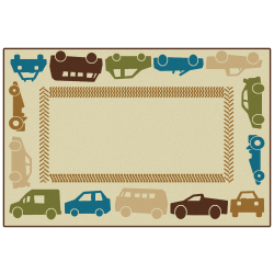 Carpets for Kids® KID$Value Rugs™ All Autos Border Activity Rug, 3' x 4'6", Tan