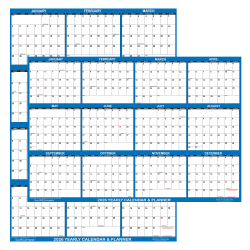 2026 SwiftGlimpse Yearly Reversible Erasable Wall Calendar, 32" x 48", White/Navy, January To December
