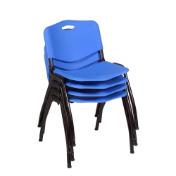 Regency M Breakroom Stacking Chairs, Chrome/Blue, Pack Of 4 Chairs