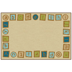 Carpets for Kids® KID$Value Rugs™ Alphabet Blocks Border Activity Rug, 4' x 6', Tan