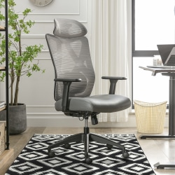 Serta® SitTrue™ Ridgefield Ergonomic Mesh/Vegan Leather High-Back Task Office Chair, Gray/Black
